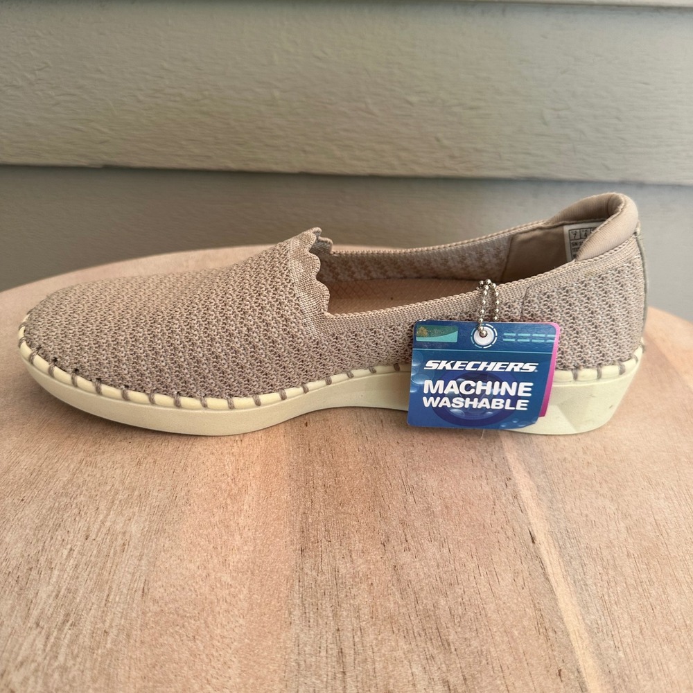 Skechers Women's Slip-On Knit Loafers in Beige - Picture 8 of 12